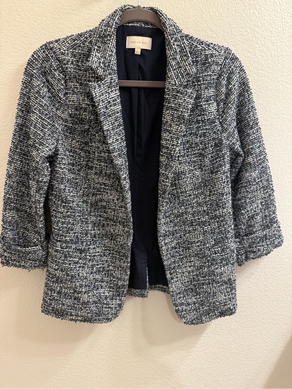 Skies Are Blue Navy and Silver Tweed Blazer